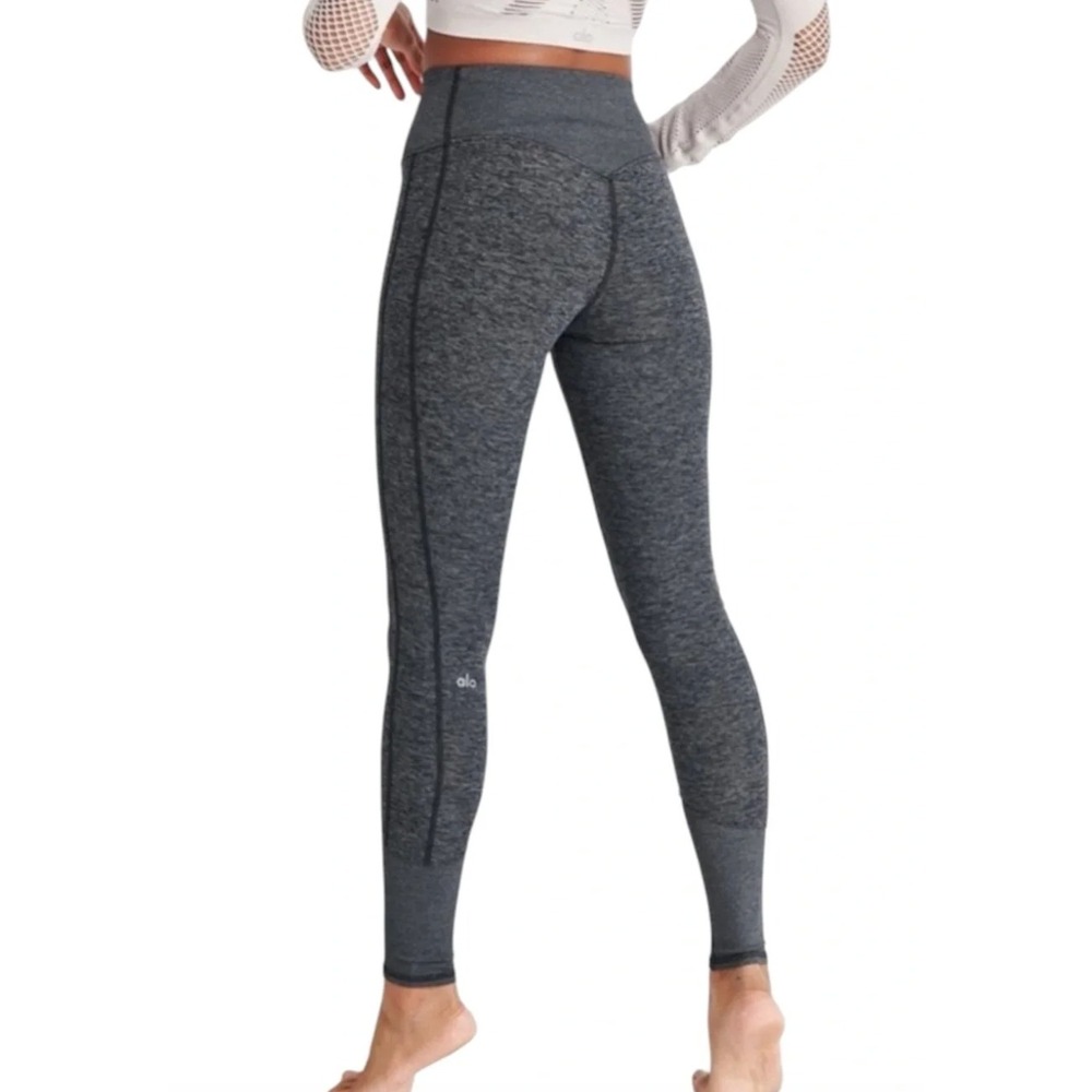 ALO Yoga Alosoft Lounge Ribbed High Rise Legging Women S Heather Gray Athleisure